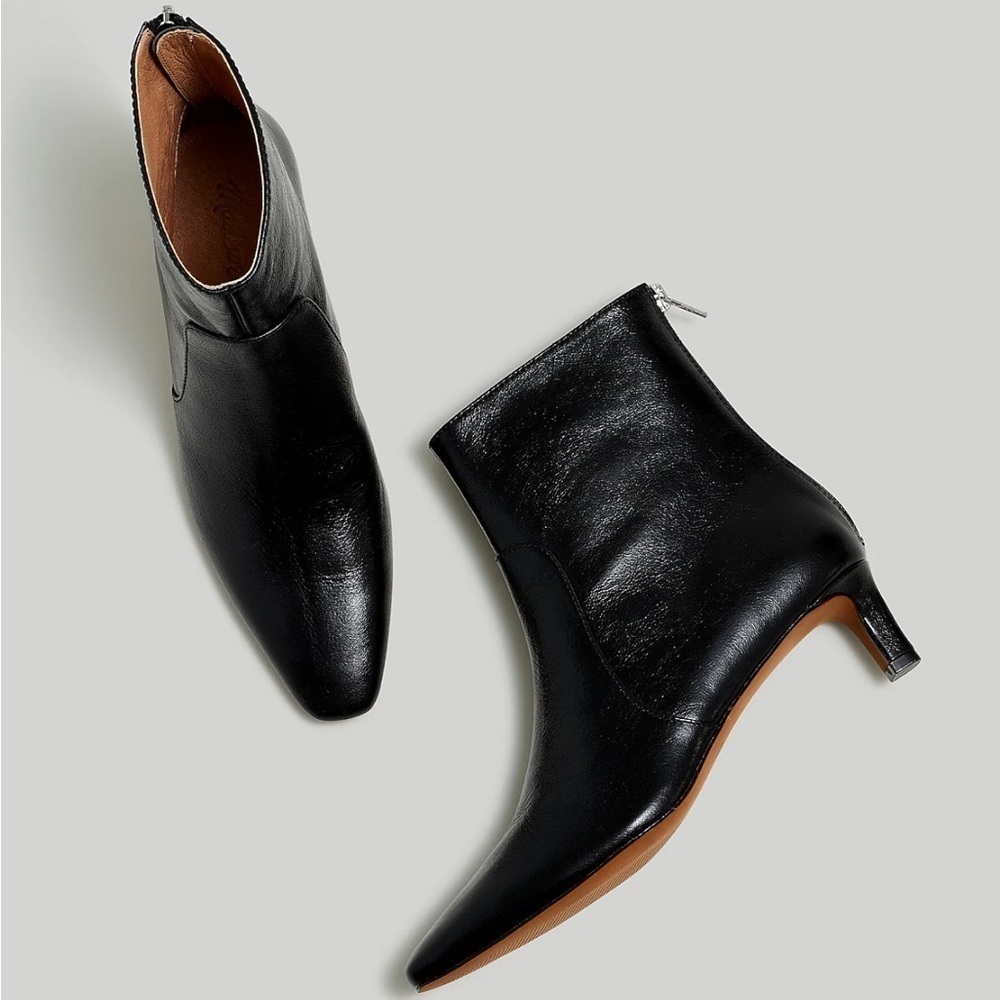 Madewell Black Leather Pointed Toe Ankle Boots